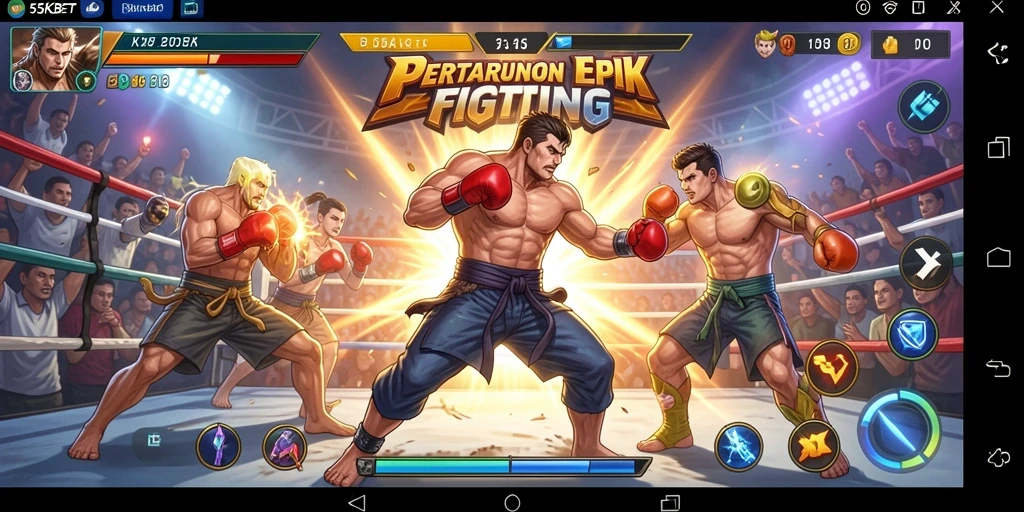 Tampilan pertarungan epik dalam gameplay 55KBET yang menegangkan.