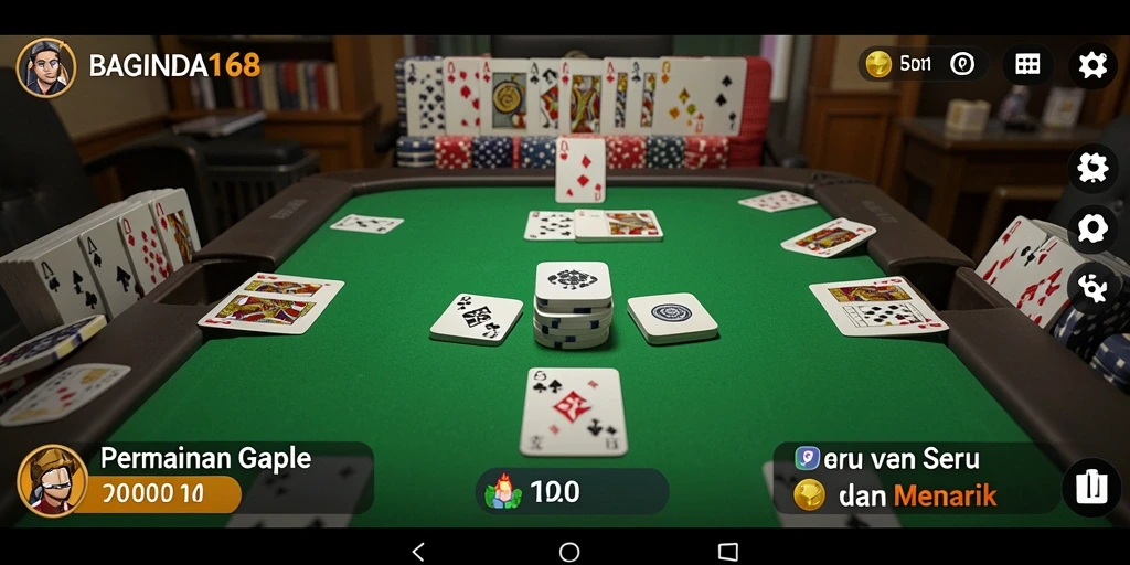 Menampilkan gameplay seru dari game Gaple BAGINDA168.
