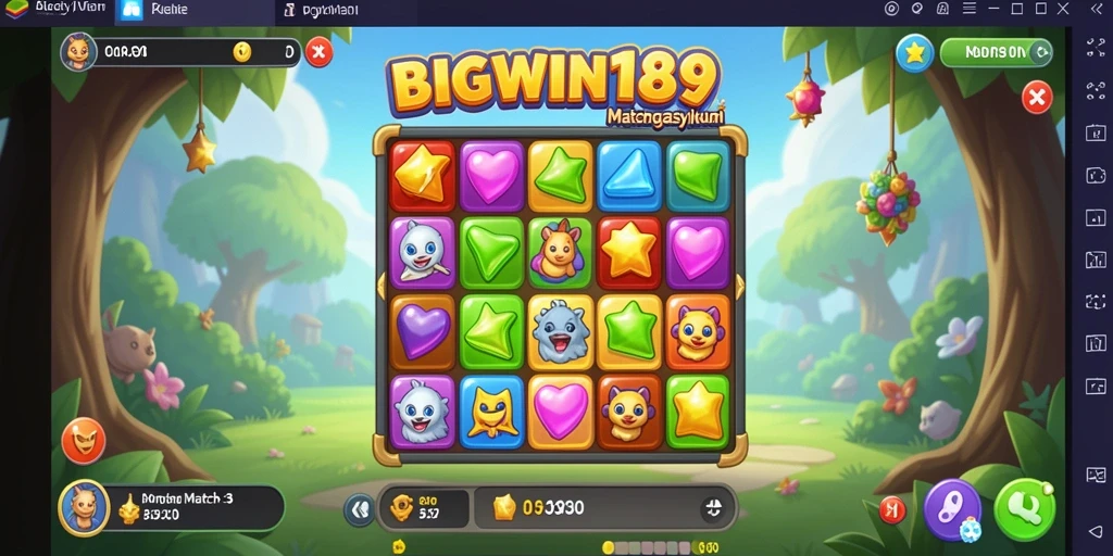 Tampilan gameplay BIGWIN189 yang seru dan penuh warna dalam permainan Match-3.