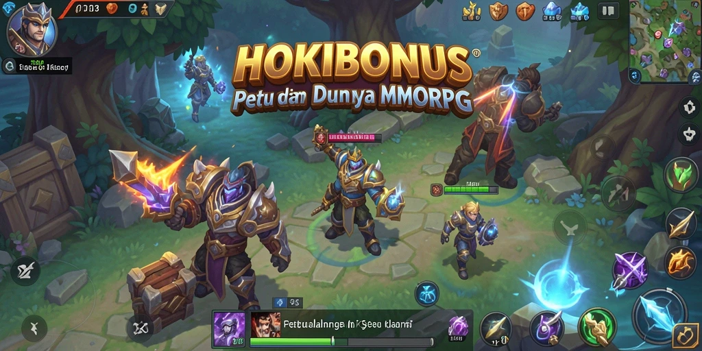 Screenshot gameplay HOKIBONUS menampilkan pertarungan seru dalam dunia MMORPG.