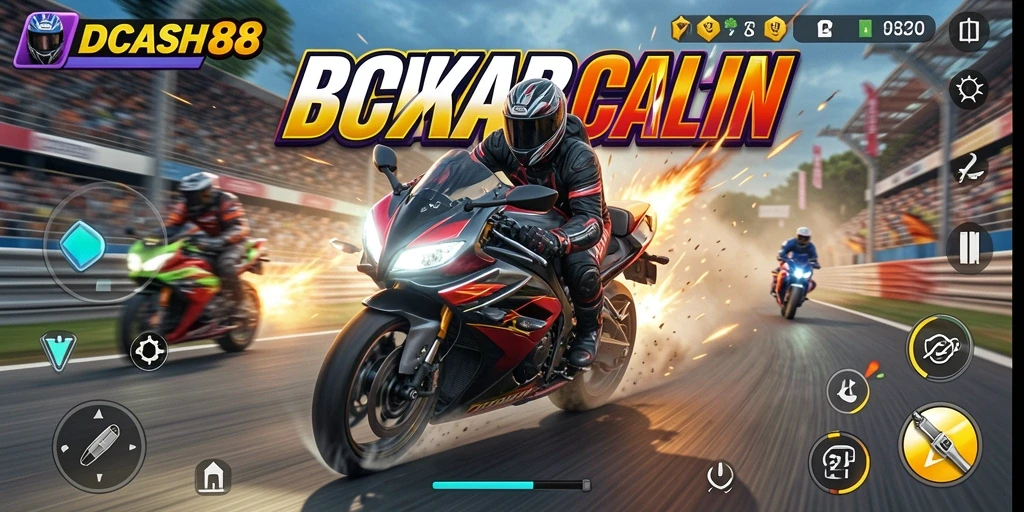 Gameplay IDCASH88 yang menampilkan balapan motor yang seru dan mendebarkan.