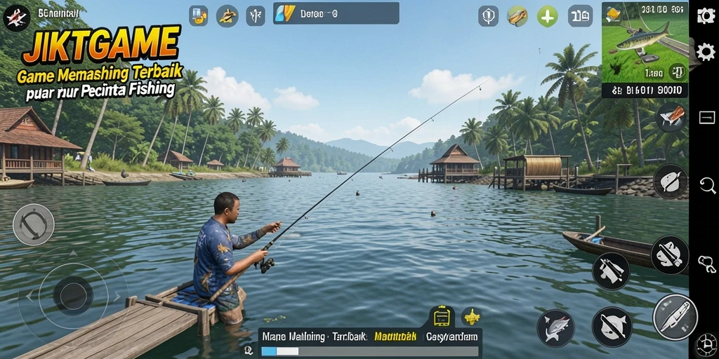 Tampilan gameplay JKTGAME yang menunjukkan keseruan memancing ikan.