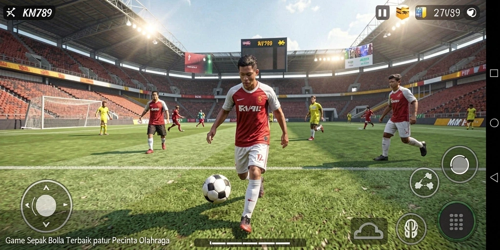 Tampilan gameplay mendebarkan dalam game sepak bola KM789.