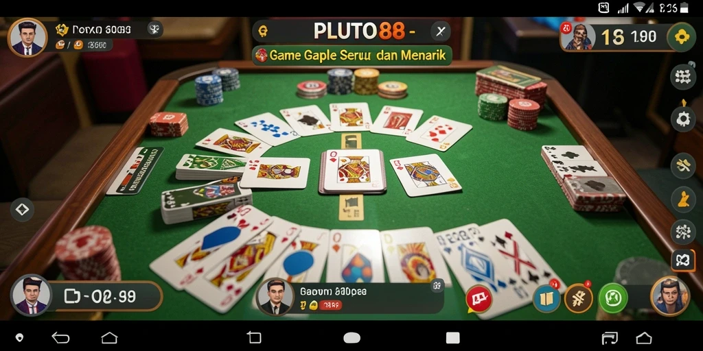 Screenshot gameplay PLUTO88 menampilkan keseruan permainan Gaple.