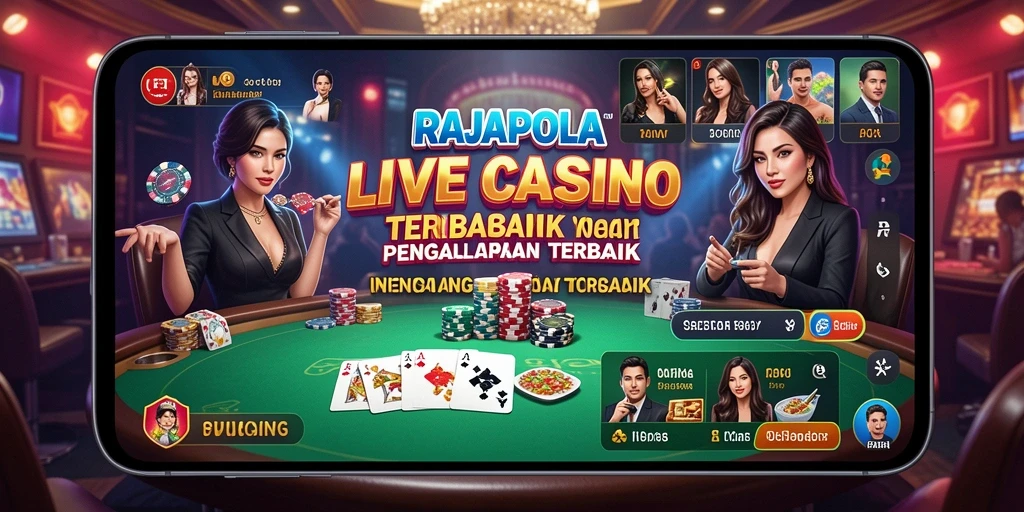 Screenshot utama RAJAPOLA menunjukkan dealer profesional dalam permainan Live Casino yang menarik.