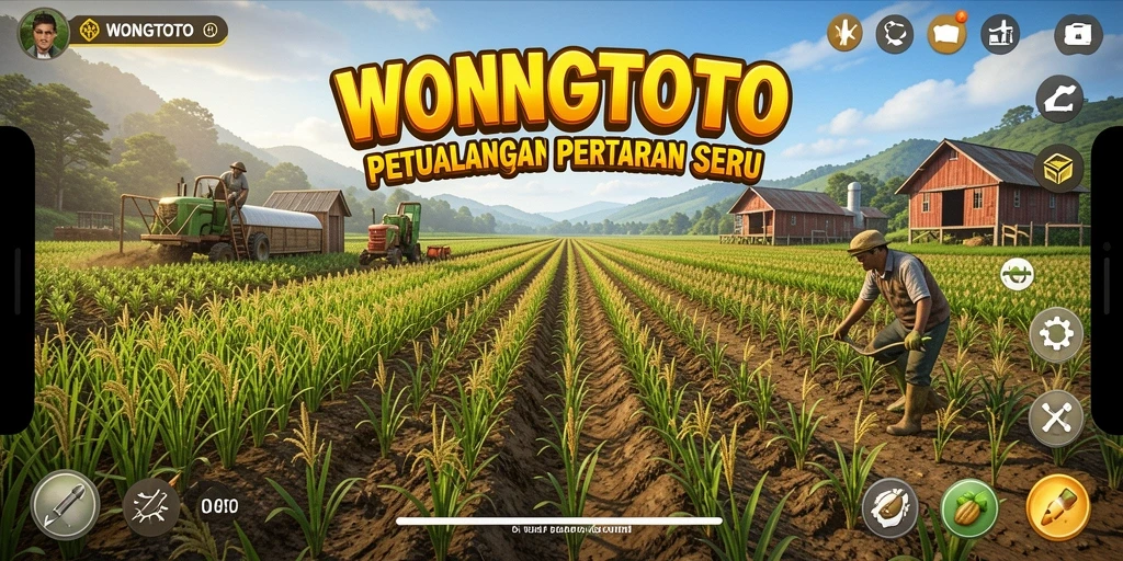 Screenshot gameplay seru di WONGTOTO dengan aktivitas bertani.
