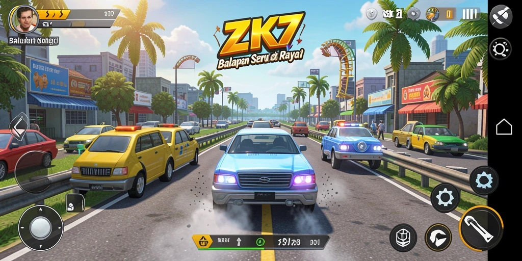 Gameplay seru dan menegangkan di ZK7 saat balapan.